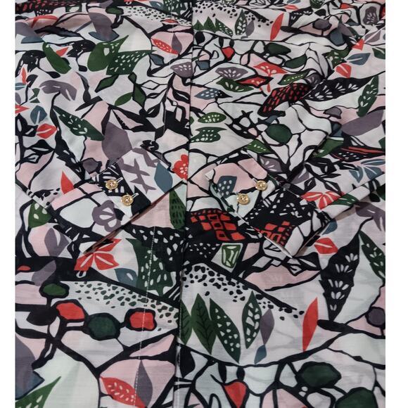 TED BAKER LONDON Blouse Top Bright Colorful Busy Print Size US 6 Button Front - Picture 5 of 10